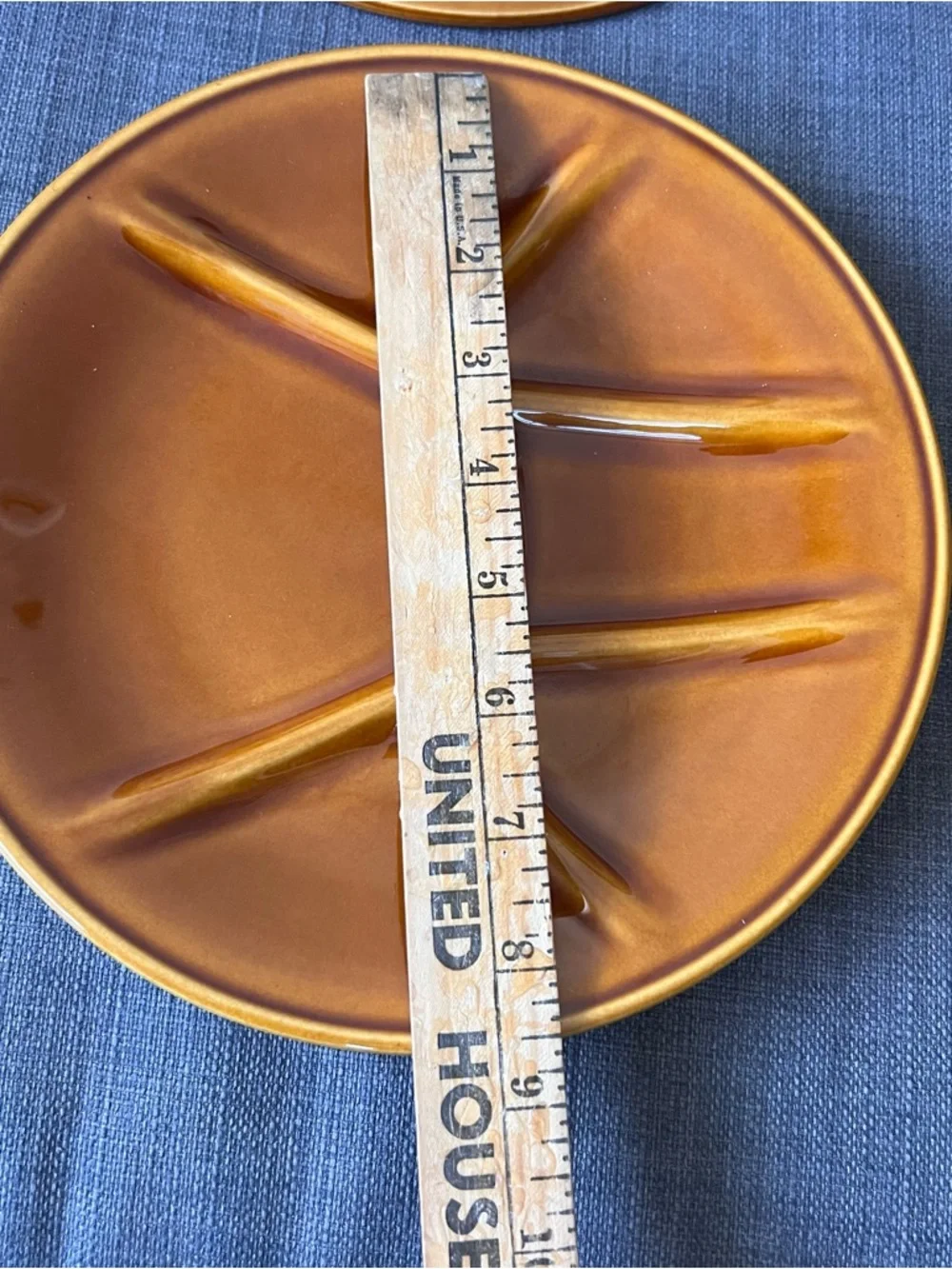 Amber-Tone Boch La Louviere Glazed Ceramic Divided Serving Dish Belgium set of 6